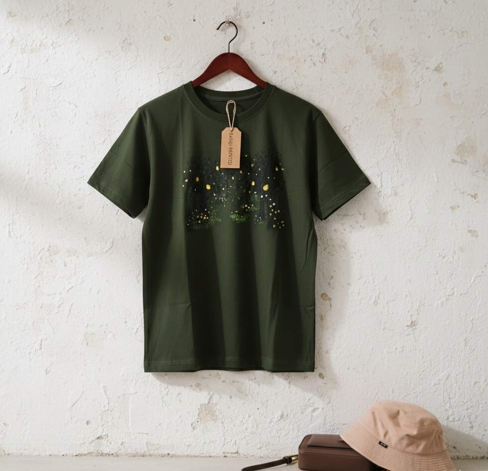 Painted t-shirt - Night Lantern